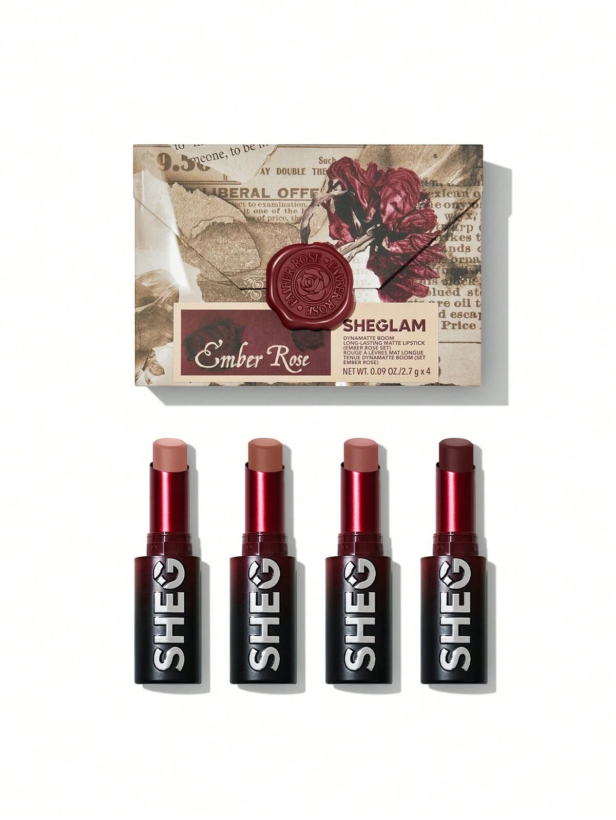 پک رژلب جامد امبر رز شیگلم Dynamatte Boom Long-Lasting Matte Lipstick (Ember Rose Set)) ضمانت اصالت و سلامت فیزیکی کالا